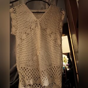 Cream Crochet Knit Top